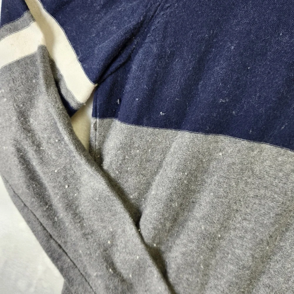 Banana Republic Mens Colorblock Crew Neck Sweater XL Navy‎ Gray White Stripes